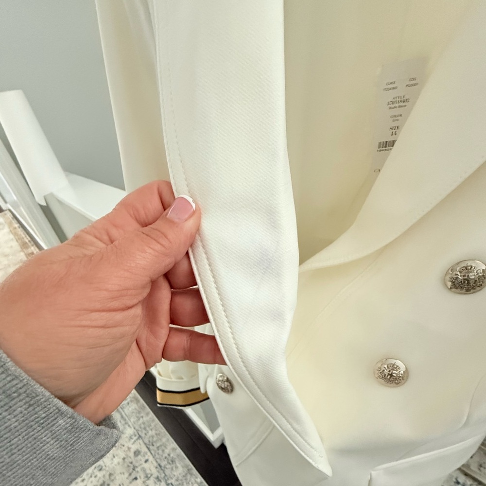 White House Black Market White/Ivory Double Breasted Blazer with Gold Trim(NWT) - Picture 5 of 9